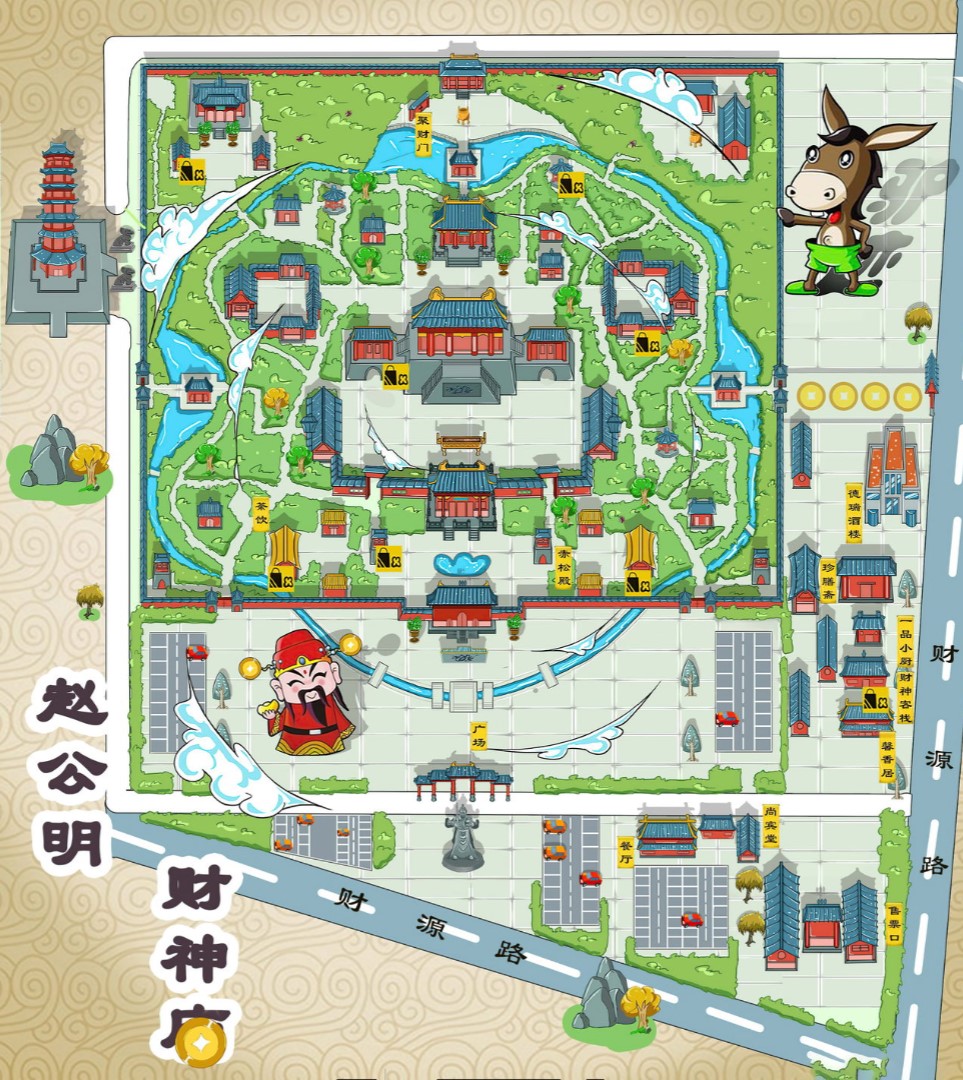 庄浪寺庙类手绘地图